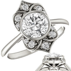 Round Moissanite Unique Engagement Ring
