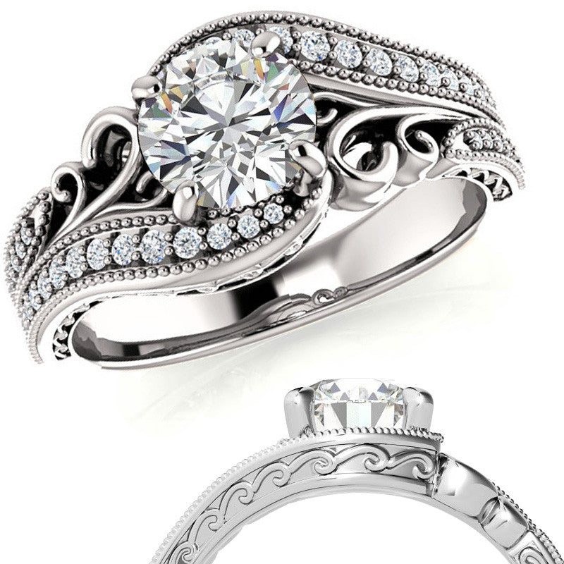 Round Antique Bypass Engagement Ring