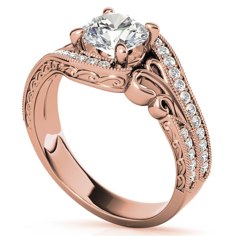 Round Antique Bypass Engagement Ring