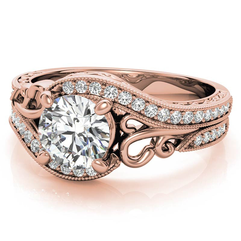 Round Antique Bypass Engagement Ring