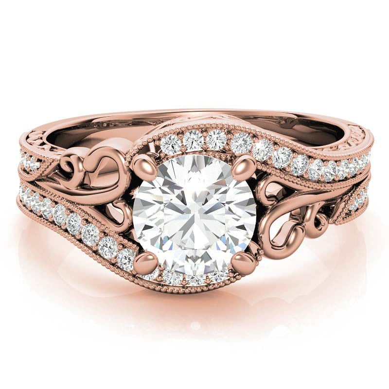 Round Antique Bypass Engagement Ring