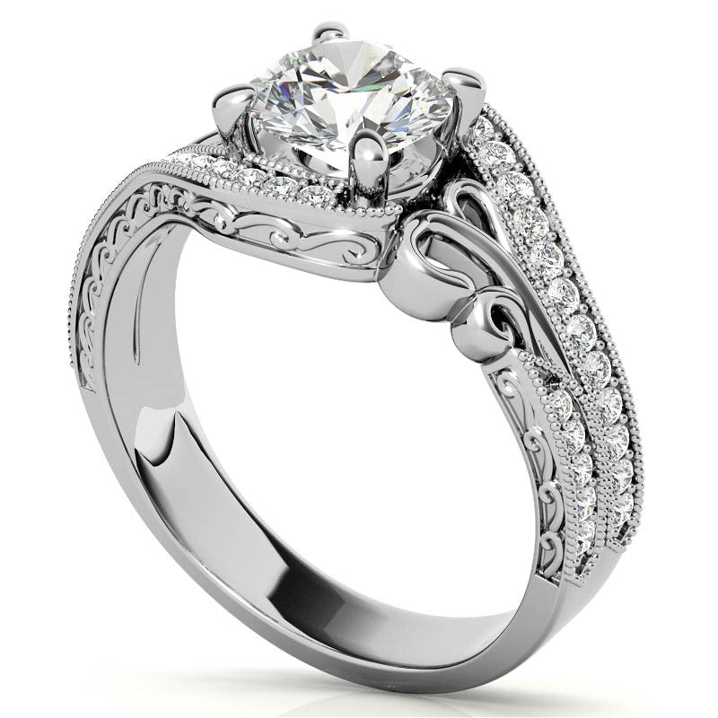 Round Antique Bypass Engagement Ring