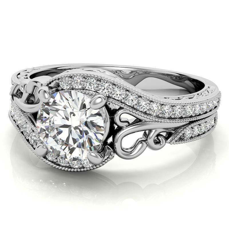 Round Antique Bypass Engagement Ring