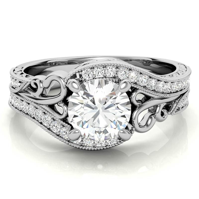 Round Antique Bypass Engagement Ring