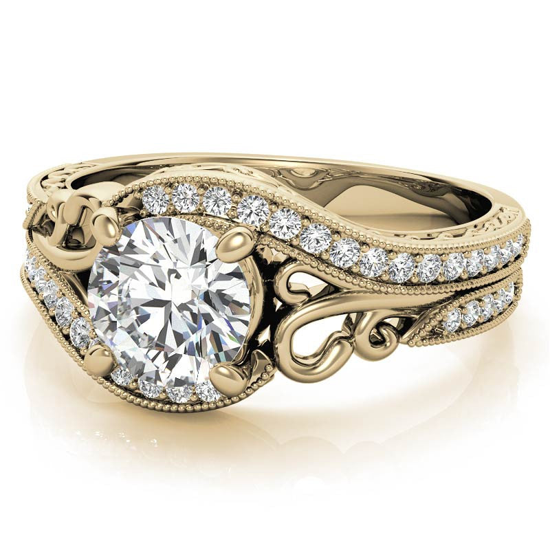 Round Antique Bypass Engagement Ring