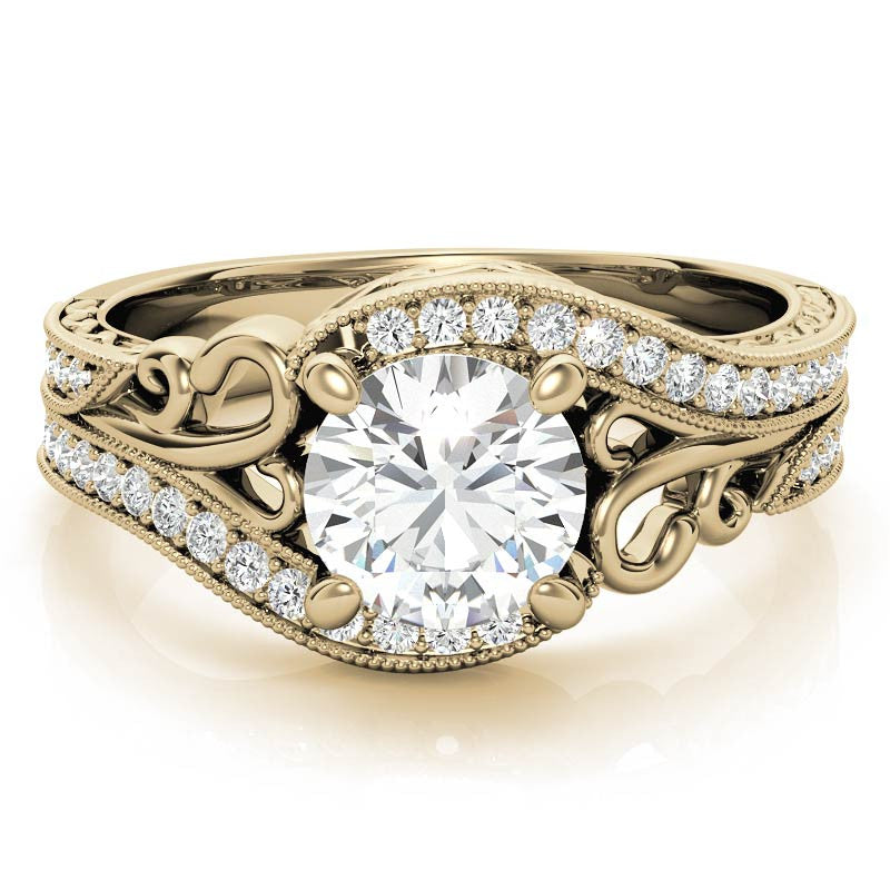 Round Antique Bypass Engagement Ring