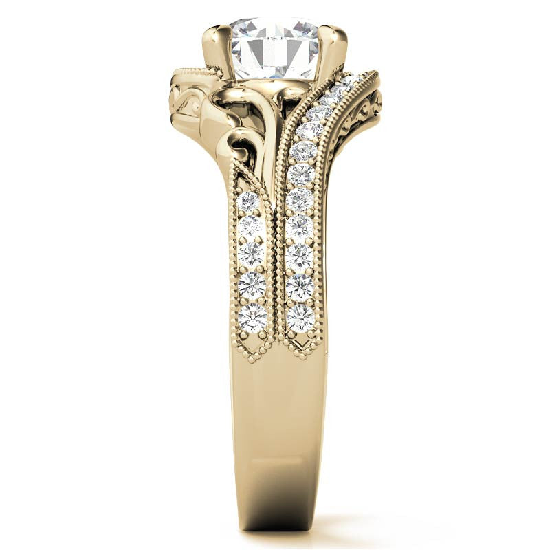Round Antique Bypass Engagement Ring