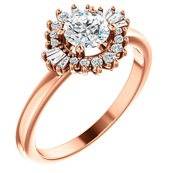 Round Moissanite Engagement Ring with Halo
