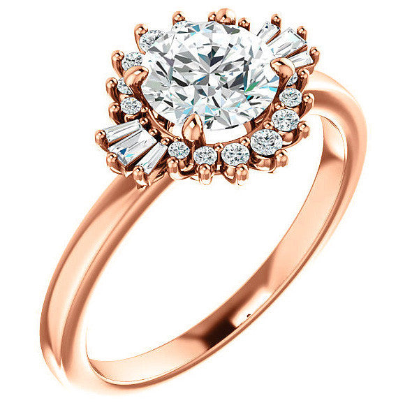 Round Moissanite Engagement Ring with Halo