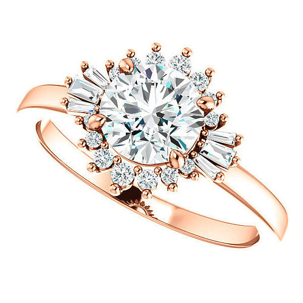 Round Moissanite Engagement Ring with Halo
