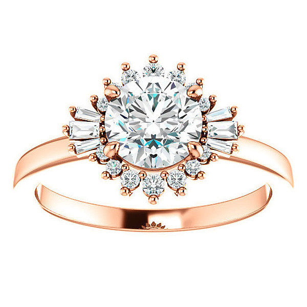 Round Moissanite Engagement Ring with Halo