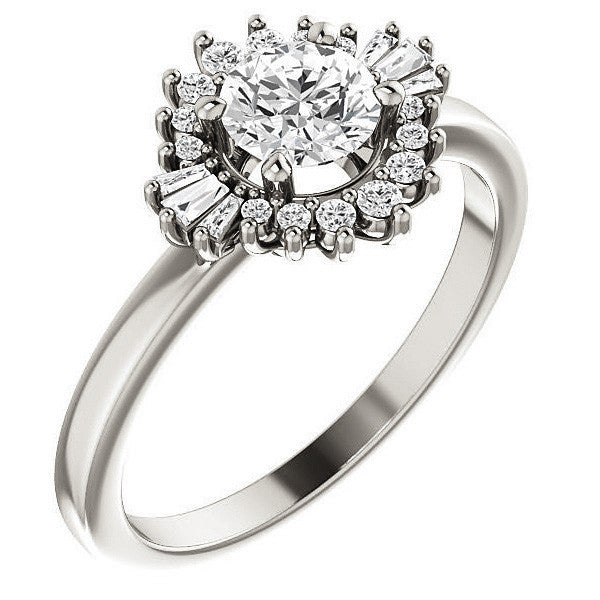 Round Moissanite Engagement Ring with Halo