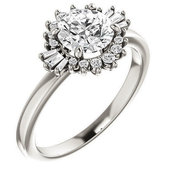 Round Moissanite Engagement Ring with Halo