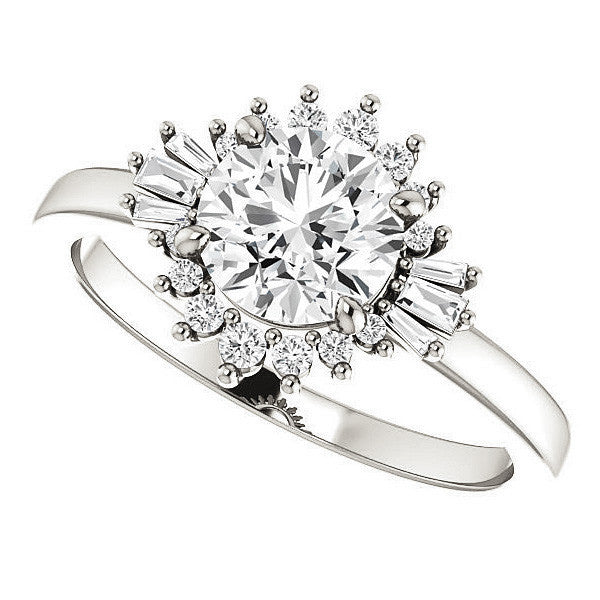 Round Moissanite Engagement Ring with Halo