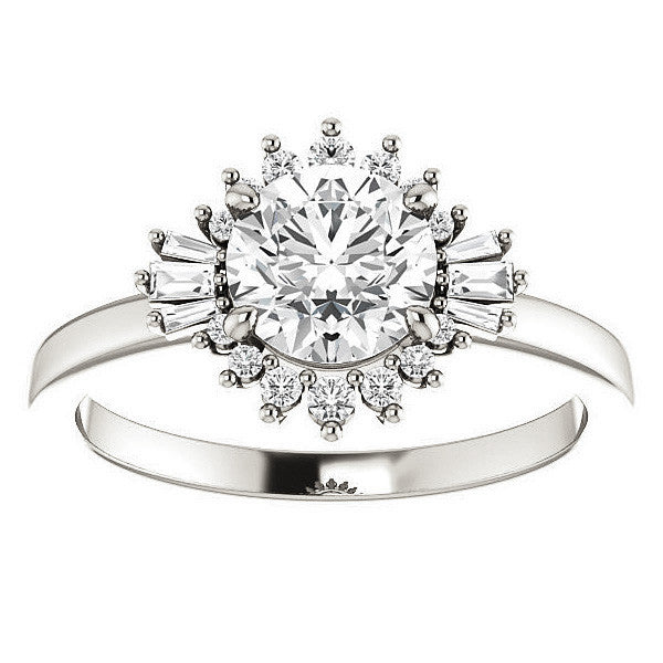 Round Moissanite Engagement Ring with Halo