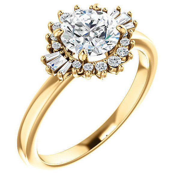 Round Moissanite Engagement Ring with Halo