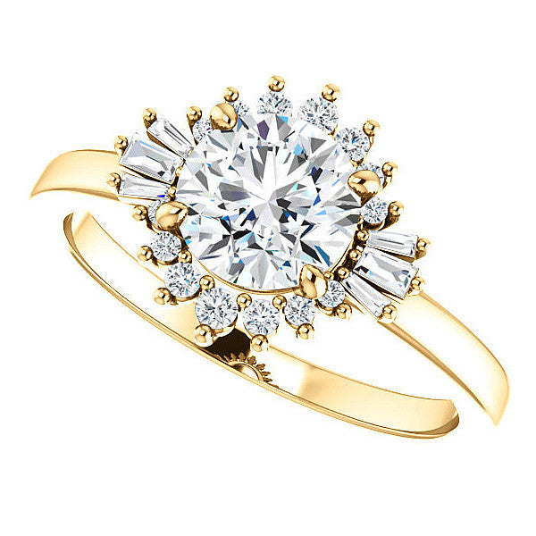 Round Moissanite Engagement Ring with Halo