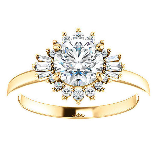 Round Moissanite Engagement Ring with Halo