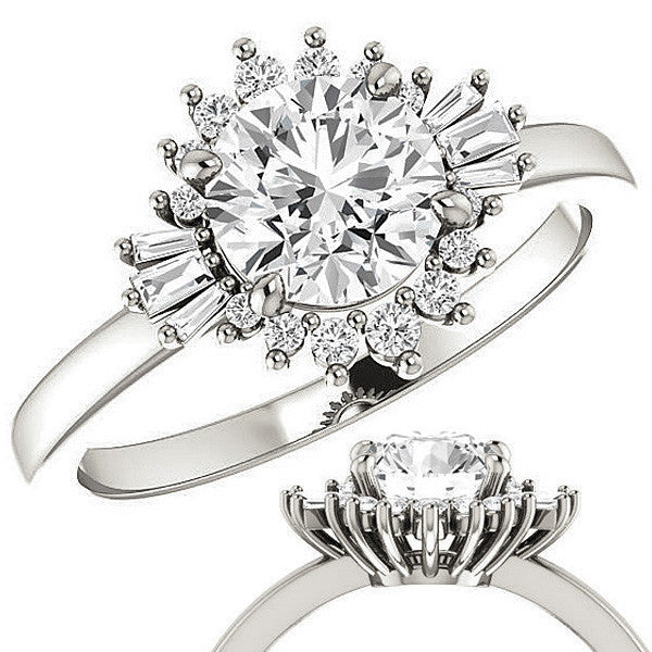 Round Moissanite Engagement Ring with Halo