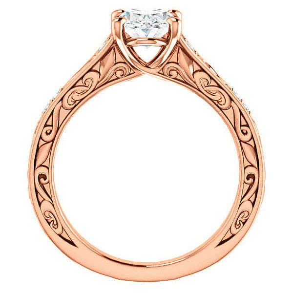 Oval Moissanite Cathedral Engagement Ring