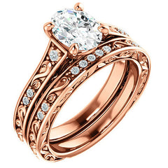 Oval Moissanite Cathedral Engagement Ring