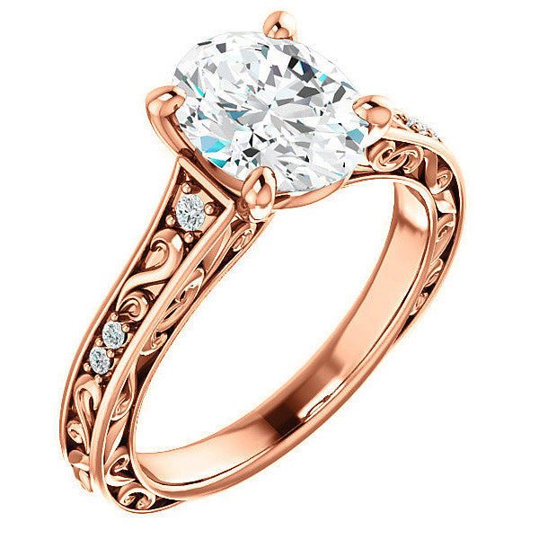 Oval Moissanite Cathedral Engagement Ring