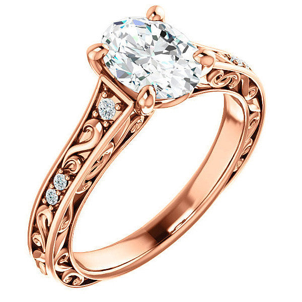 Oval Moissanite Cathedral Engagement Ring