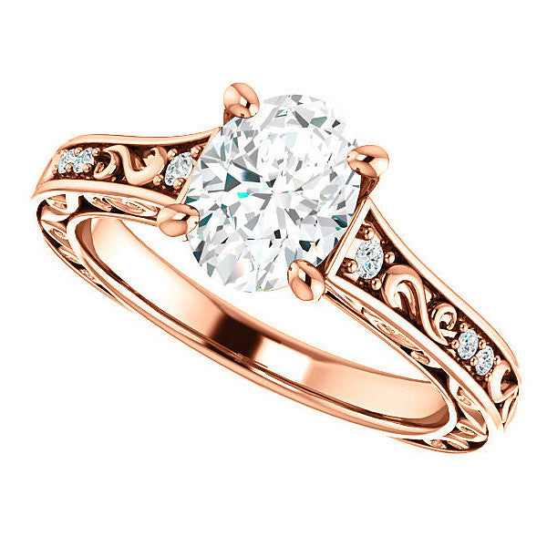 Oval Moissanite Cathedral Engagement Ring