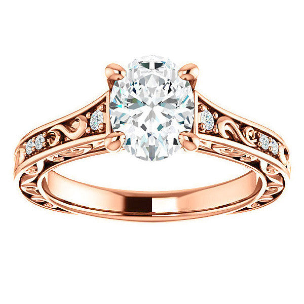 Oval Moissanite Cathedral Engagement Ring