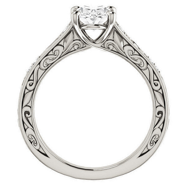 Oval Moissanite Cathedral Engagement Ring
