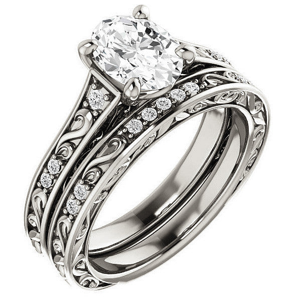 Oval Moissanite Cathedral Engagement Ring