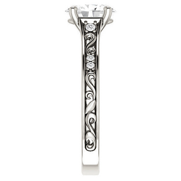 Oval Moissanite Cathedral Engagement Ring