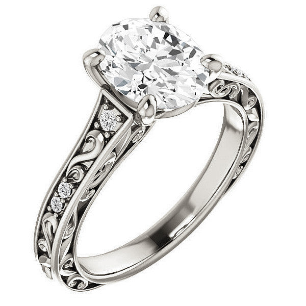 Oval Moissanite Cathedral Engagement Ring