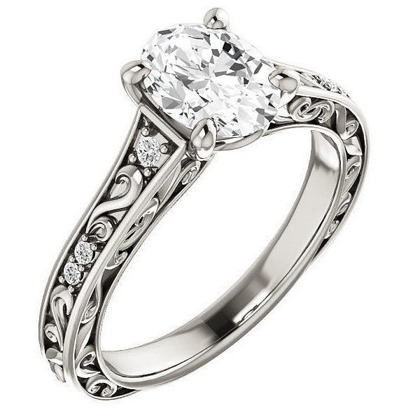 Oval Moissanite Cathedral Engagement Ring