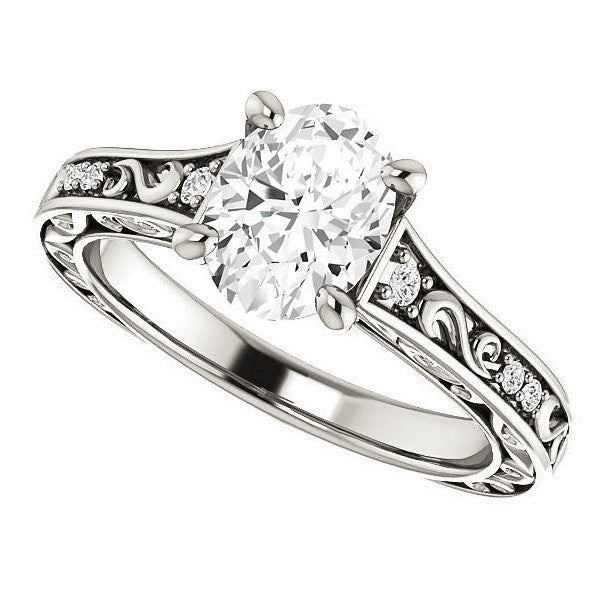 Oval Moissanite Cathedral Engagement Ring