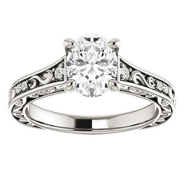 Oval Moissanite Cathedral Engagement Ring