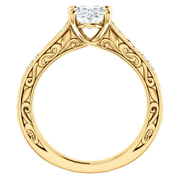 Oval Moissanite Cathedral Engagement Ring