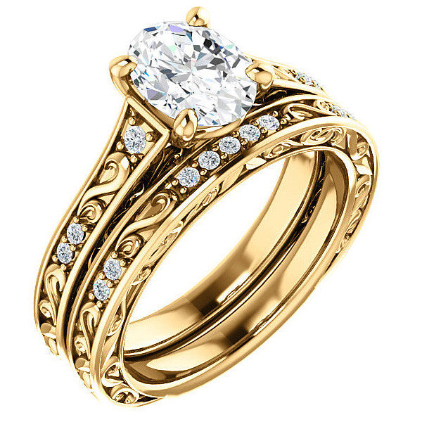 Oval Moissanite Cathedral Engagement Ring