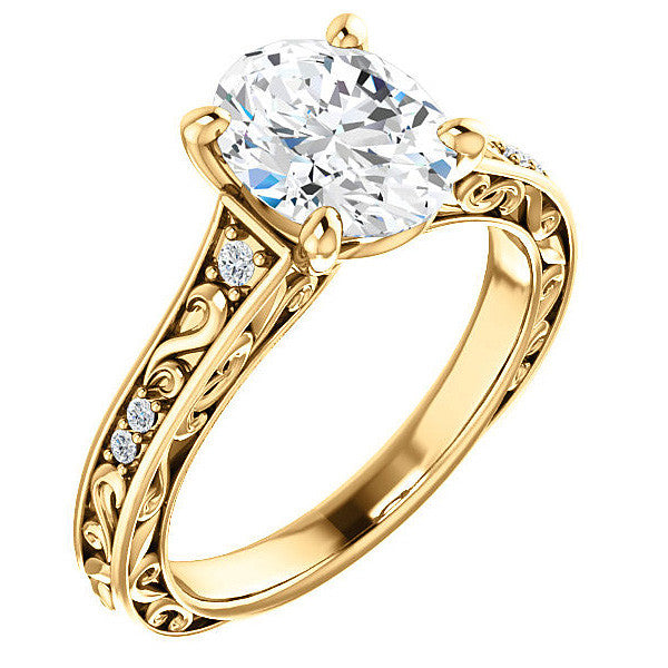 Oval Moissanite Cathedral Engagement Ring