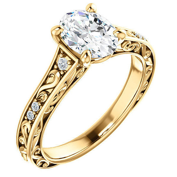 Oval Moissanite Cathedral Engagement Ring