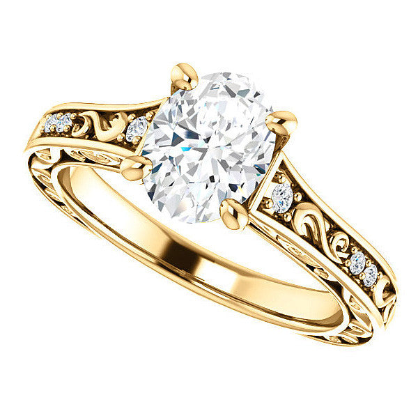 Oval Moissanite Cathedral Engagement Ring