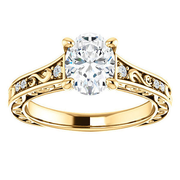 Oval Moissanite Cathedral Engagement Ring