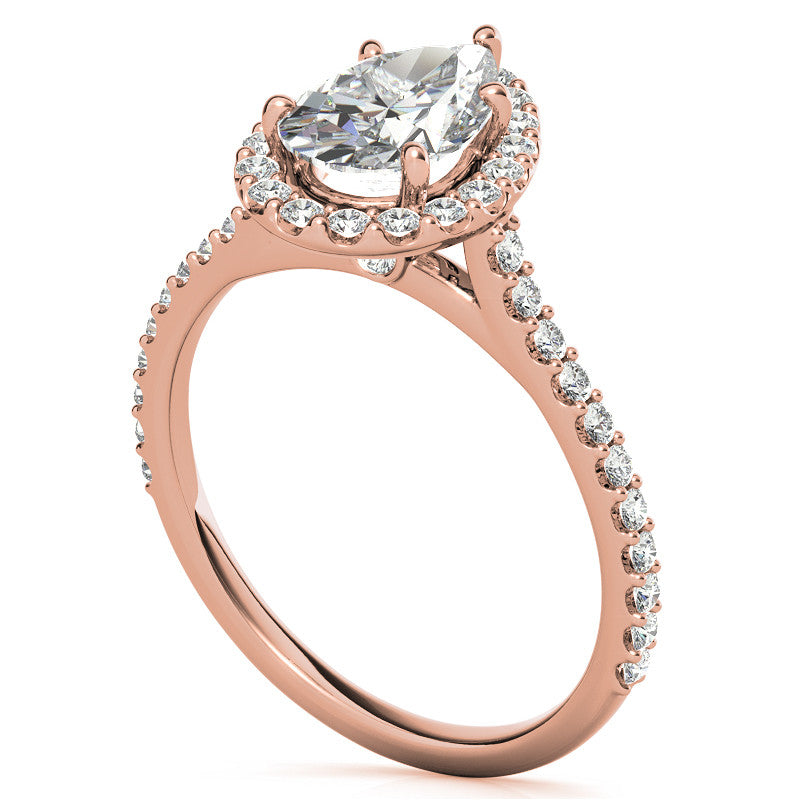 Pear Moissanite Cathedral Halo Engagement Ring