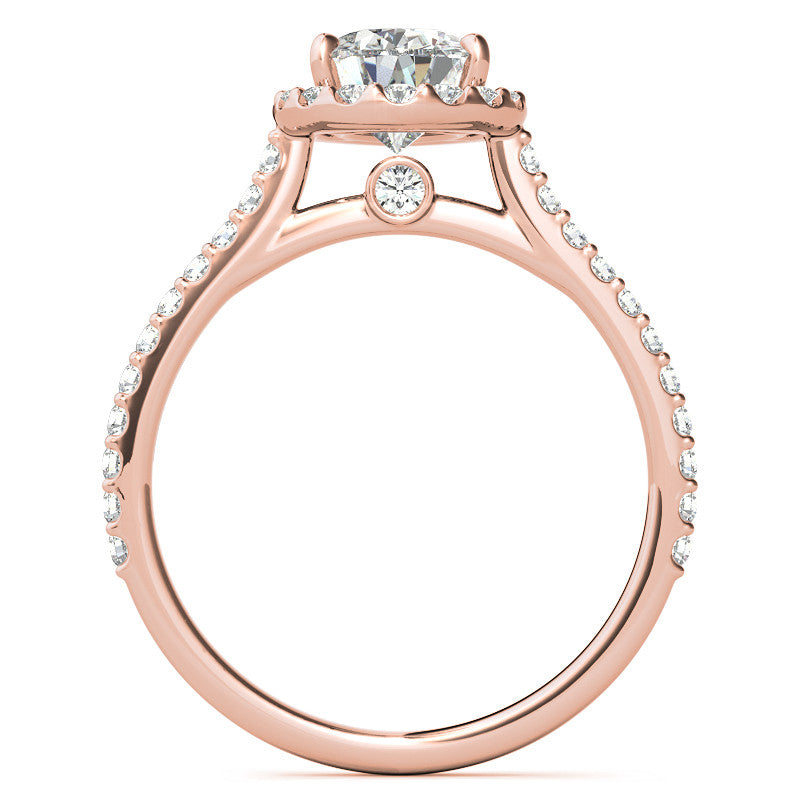 Pear Moissanite Cathedral Halo Engagement Ring