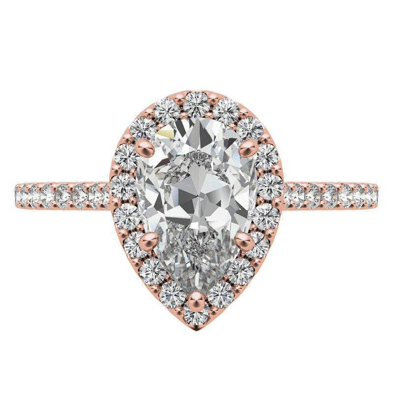 Pear Moissanite Cathedral Halo Engagement Ring