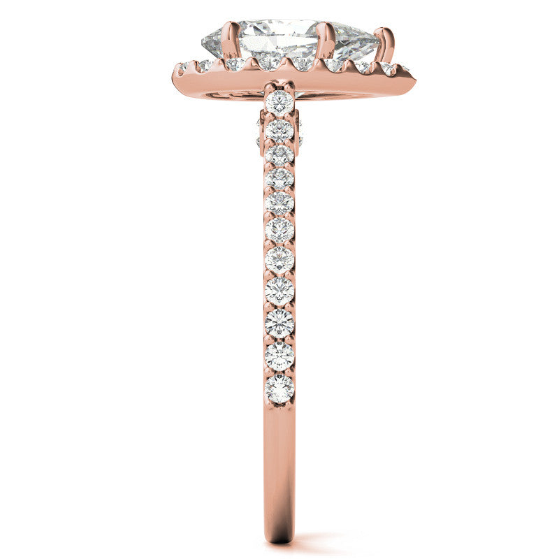 Pear Moissanite Cathedral Halo Engagement Ring