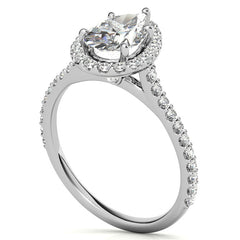 Pear Moissanite Cathedral Halo Engagement Ring