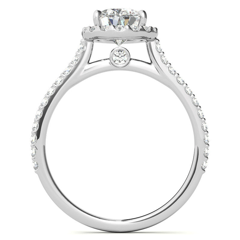 Pear Moissanite Cathedral Halo Engagement Ring