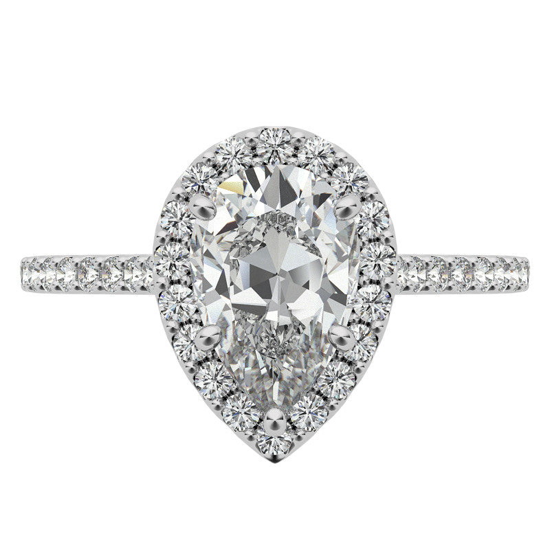 Pear Moissanite Cathedral Halo Engagement Ring
