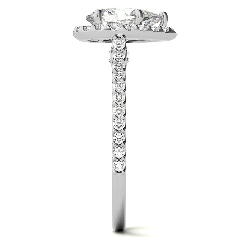 Pear Moissanite Cathedral Halo Engagement Ring